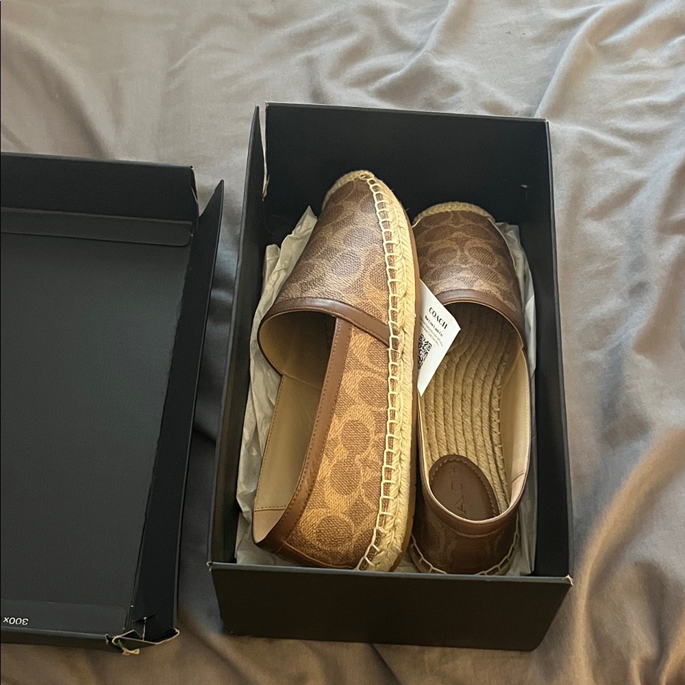 Coach Tan Patterned Espadrille Flats